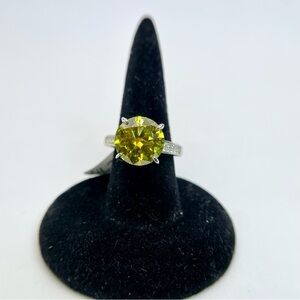 5 Carat Yellow Moissanite Ring 18K White Gold Finish 925 Wedding Anniversary